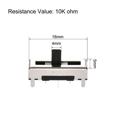 Harfington Uxcell Variable Resistors 18mm Straight Slide Potentiometer B10K Single Channel 5pcs