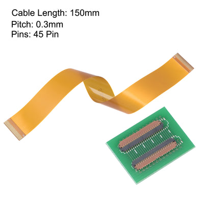 Harfington Uxcell Flexible Flat Ribbon Cable with Extension Connector 0.3mm Pitch 45 Pin 150mm Set