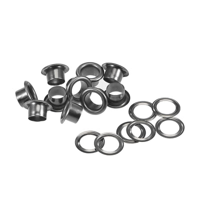 Harfington Uxcell Eyelets with Washers 13.5 x 8 x 7mm Alloy Grommet Chrome Plated Black 200 Set
