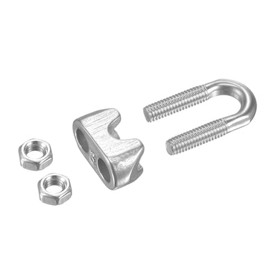 Harfington Uxcell Wire Rope Cable Clip Kit for M3, Included Rope Clamp 10Pcs and Thimble Rigging 10Pcs, 304 Stainless Steel U Bolt Saddle Fastener