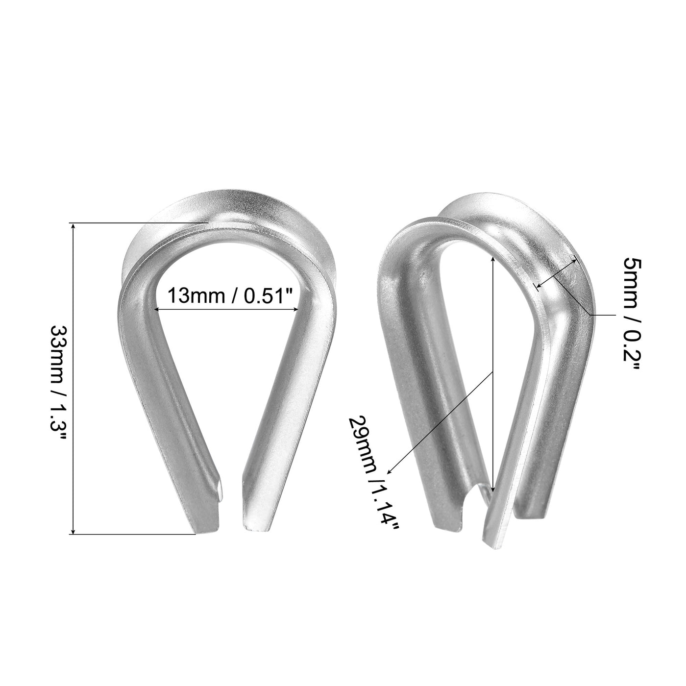 uxcell Uxcell Wire Rope Cable Clip Kit for M5, Included Rope Clamp 5Pcs and Thimble Rigging 5Pcs, 304 Stainless Steel U Bolt Saddle Fastener