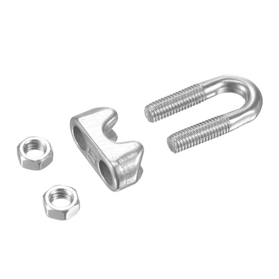 Harfington Uxcell Wire Rope Cable Clip Kit for M5, Included Rope Clamp 10Pcs and Thimble Rigging 10Pcs, 304 Stainless Steel U Bolt Saddle Fastener