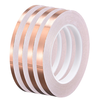 Harfington Uxcell Single-Sided Conductive Tape Copper Foil Tape 5mm/6mm/8mm/10mm x 30m/98.4ft 4pcs