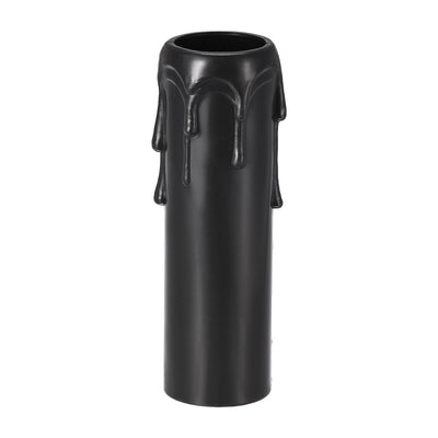 Harfington Uxcell Plastic Candle Covers Sleeves 30x100mm for E14 Chandelier, Black Pack of 12
