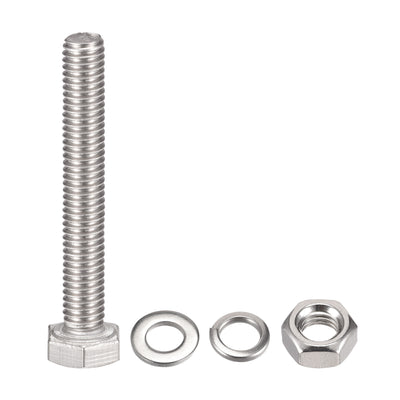Harfington Uxcell M6 x 20mm Hex Head Screws Bolts, Nuts, Flat & Lock Washers Kits, 304 Stainless Steel Fully Thread Hexagon Bolts 10 Sets