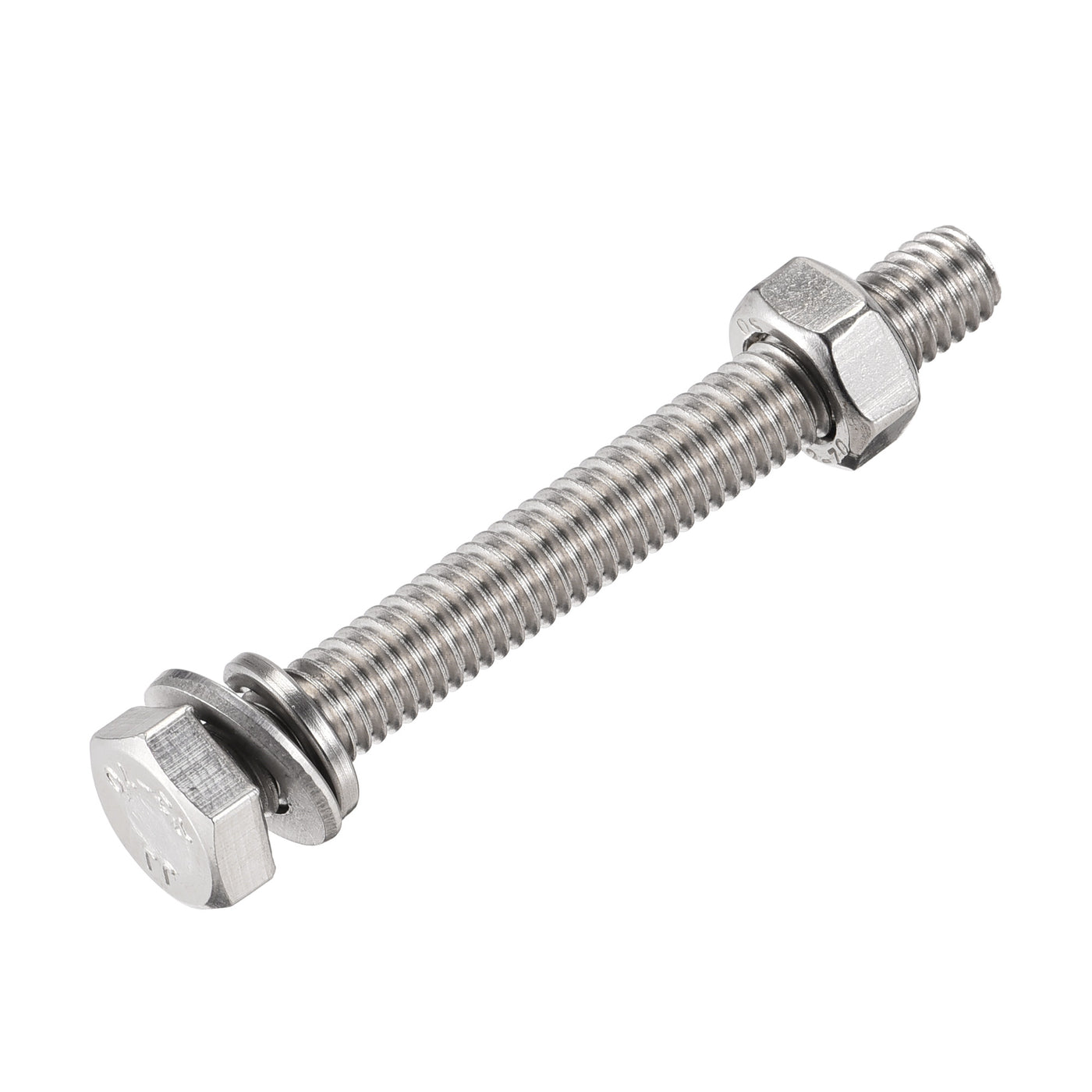 Uxcell Uxcell M6 x 80mm Hex Head Screws Bolts, Nuts, Flat & Lock Washers Kits, 304 Stainless Steel Fully Thread Hexagon Bolts 6 Sets