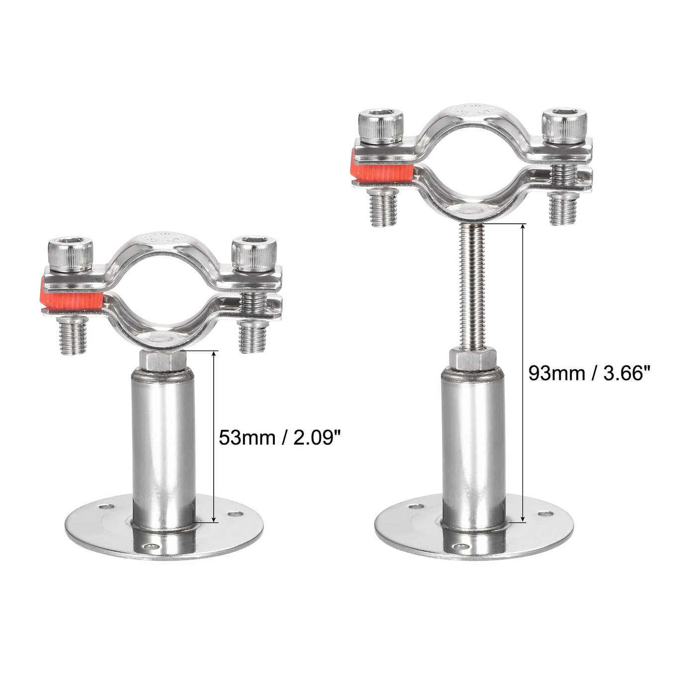 Uxcell Uxcell Wall Mount Ceiling Mount Pipe Support, 304 Stainless Steel Adjustable Pipe Bracket Clamp for 25-28mm Pipe 2pcs