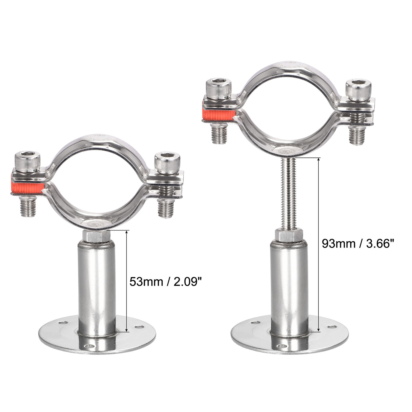 Uxcell Uxcell Wall Mount Ceiling Mount Pipe Support, 304 Stainless Steel Adjustable Pipe Bracket Clamp for 25-28mm Pipe 2pcs