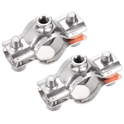 Harfington Uxcell Wall Ceiling Mount Pipe Supports, 304 Stainless Steel Adjustable Pipe Bracket Clamp for 25-28mm Pipe 2pcs