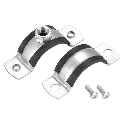 Harfington Uxcell Adjustable Pipe Bracket Clamp, 2" (50mm) Wall Ceiling Mount Iron Pipe Strap Support 5pcs