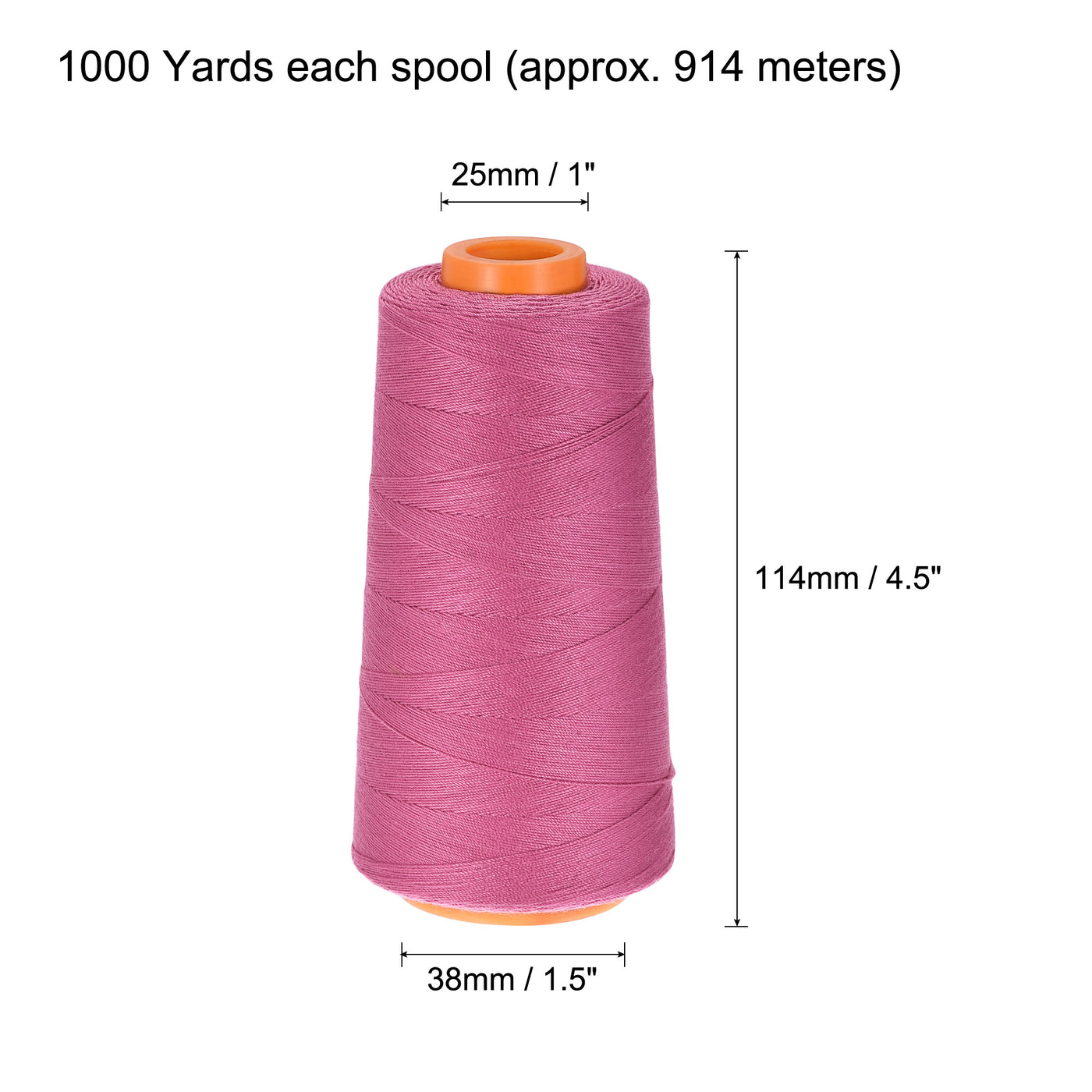 Uxcell Uxcell 1000 Yards 20S/3 All-Purpose Polyester Sewing Thread, Pink