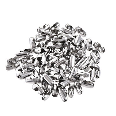 Harfington Uxcell Ball Chain Connector, 2.4mm Ball Chains Clasp Crimp Clips Link Stainless Steel Connection, Pack of 100