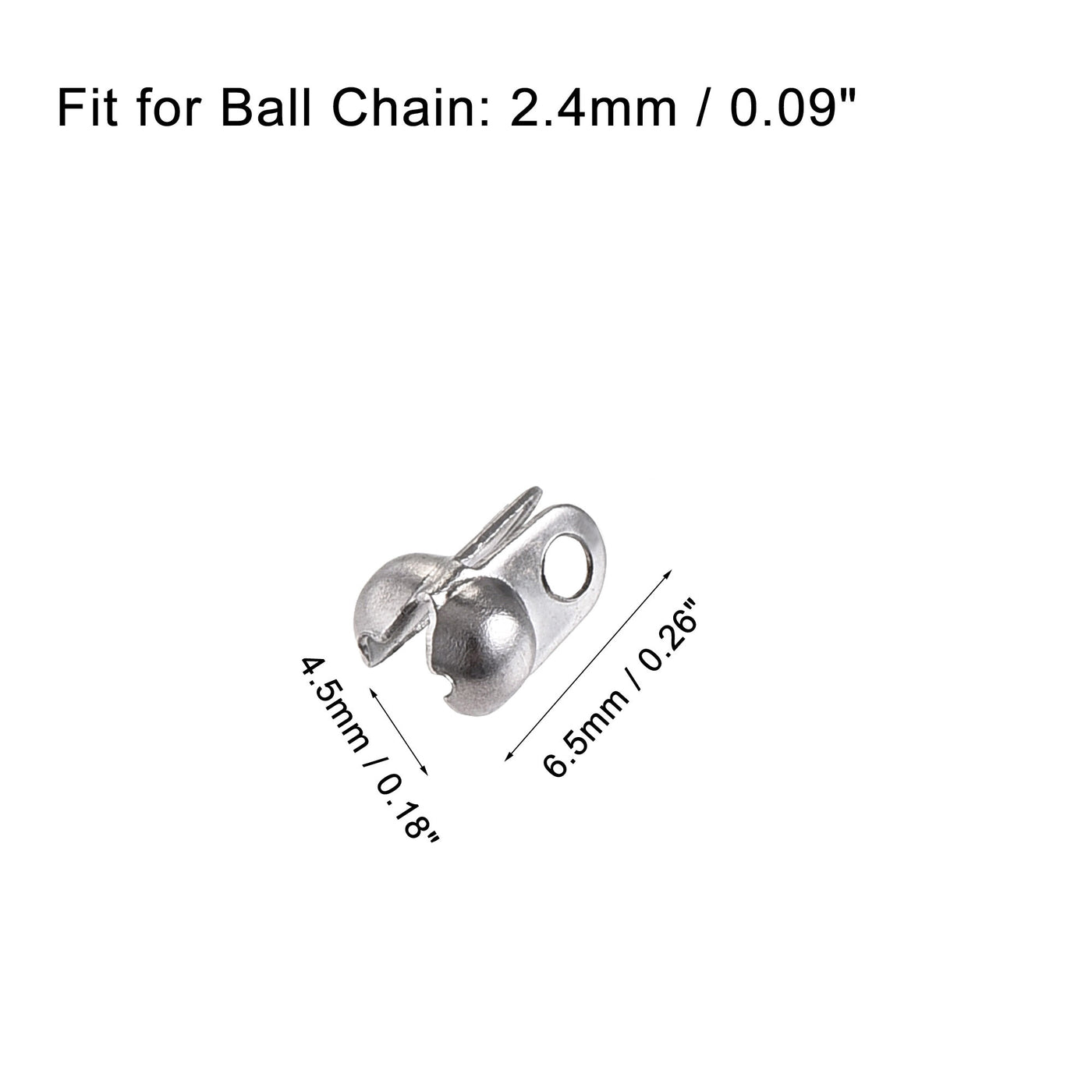 Uxcell Uxcell Ball Chain Connector, 2.4mm Ball Tips Clamshell Style Crimp Link Stainless Steel Connection, Pack of 50