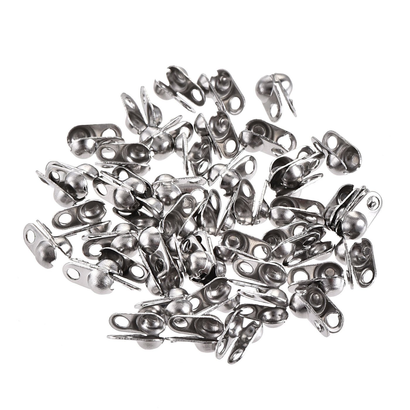 Uxcell Uxcell Ball Chain Connector, 2.4mm Ball Tips Clamshell Style Crimp Link Stainless Steel Connection, Pack of 50
