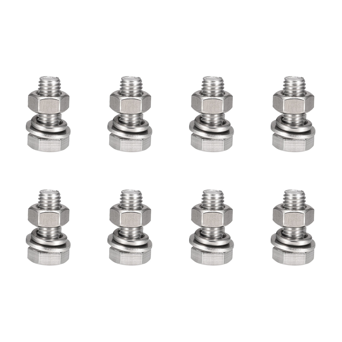 Uxcell Uxcell M10 x 35mm Hex Head Screws Bolts, Nuts, Flat & Lock Washers Kits, 304 Stainless Steel Fully Thread Hexagon Bolts 8 Sets
