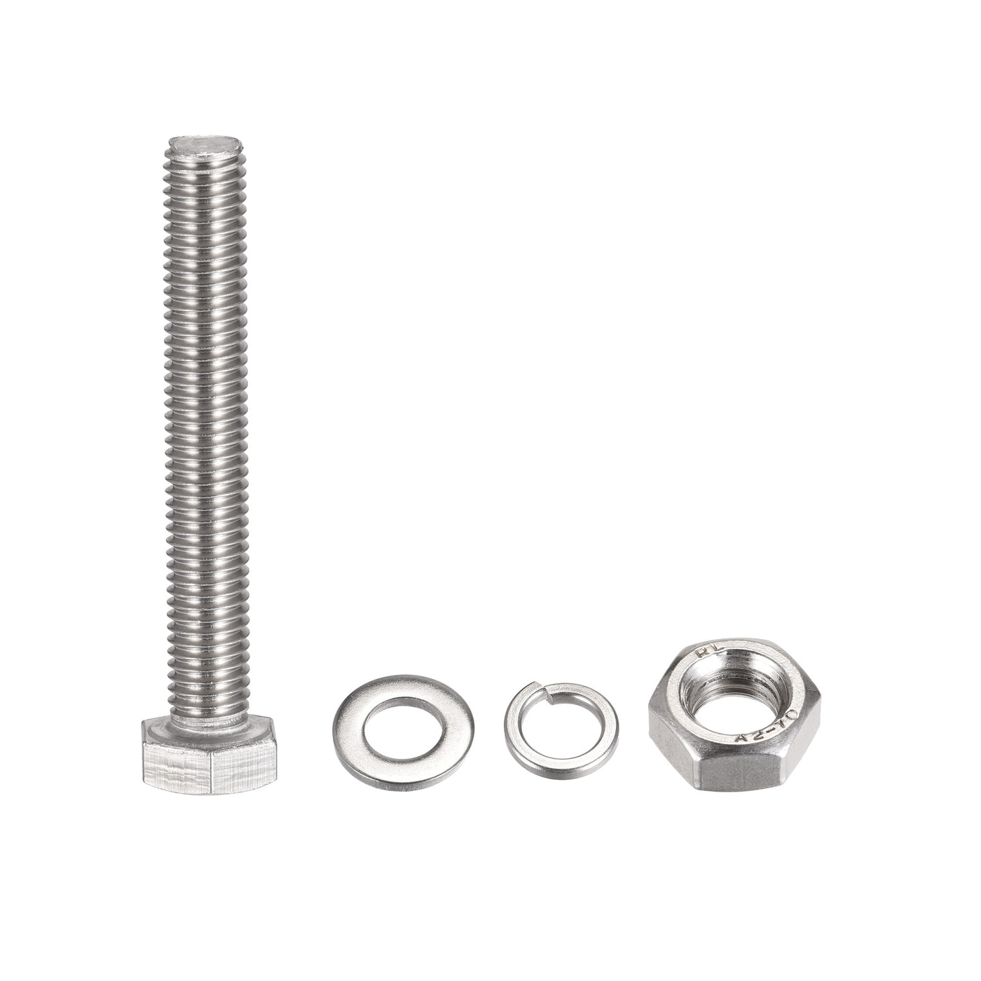 uxcell Uxcell Hex Head Screw Bolts, Nuts, Flat & Lock Washers Kits, 304 Stainless Steel Fully Thread Hexagon Bolts 6 Set