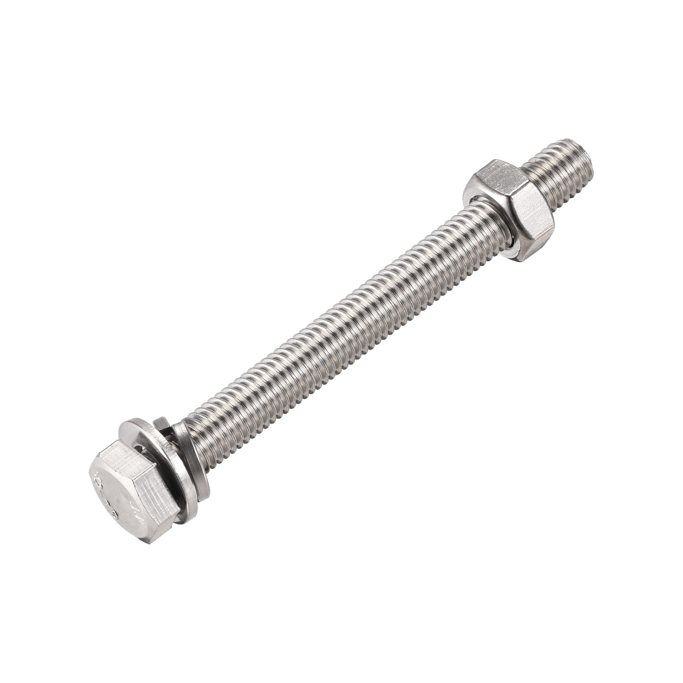 uxcell Uxcell Hex Head Screw Bolts, Nuts, Flat & Lock Washers Kits, 304 Stainless Steel Fully Thread Hexagon Bolts 4 Sets