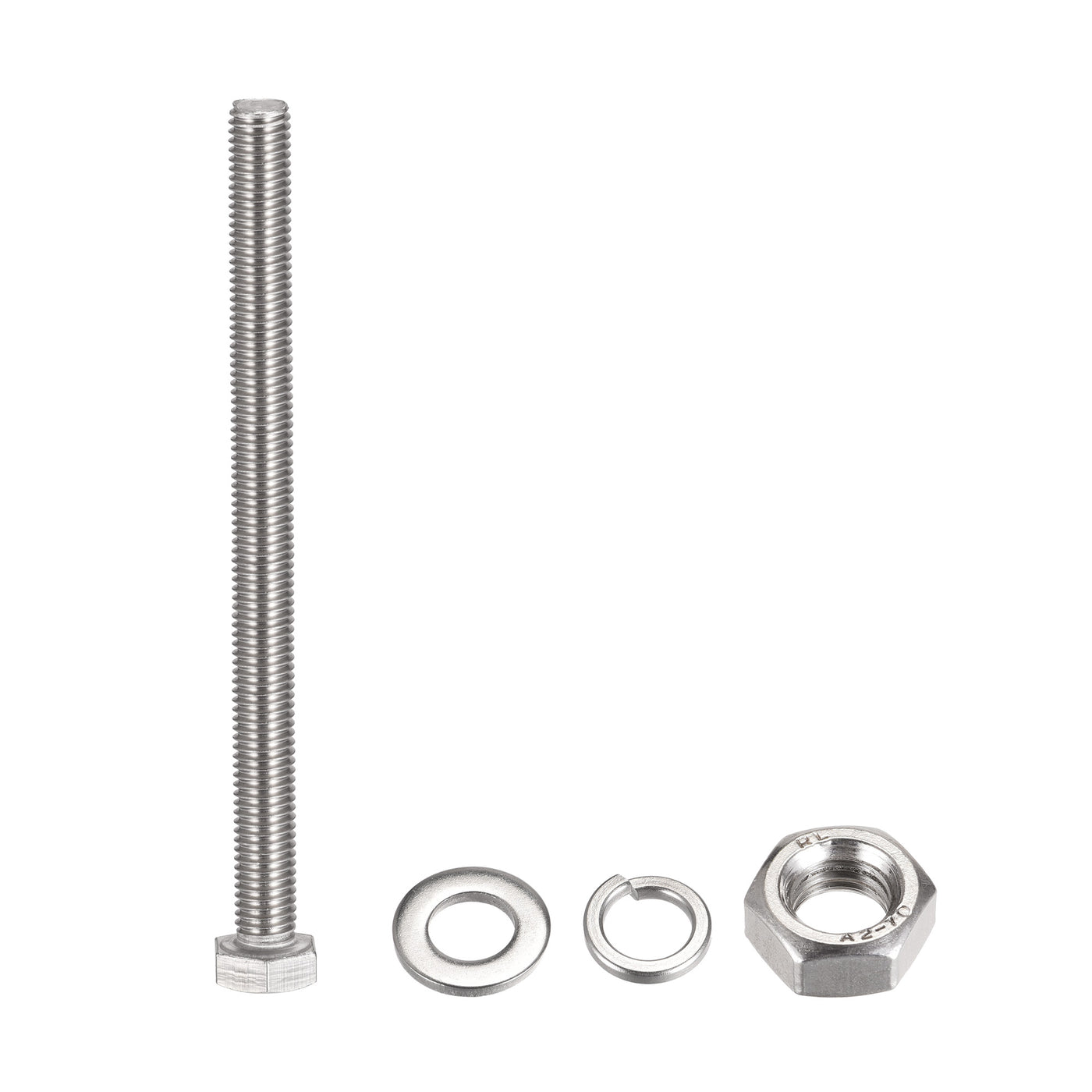 uxcell Uxcell M10 x 140mm Hex Head Screws Bolts, Nuts, Flat & Lock Washers Kits, 304 Stainless Steel Fully Thread Hexagon Bolts 4 Sets