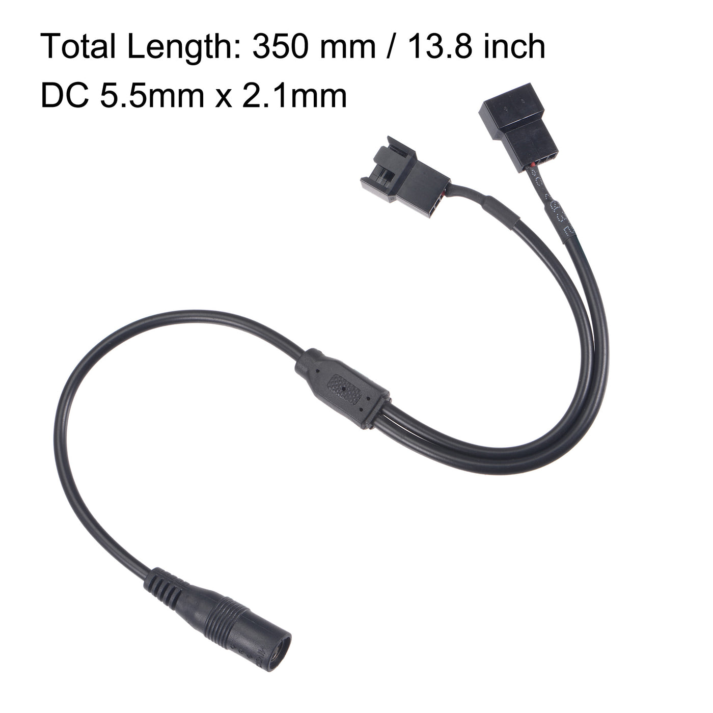 uxcell Uxcell Fan Power Supply Cable DC 5.5mmx2.1mm to 2 Port 3 Pin or 4 Pin Output 13.8 Inch
