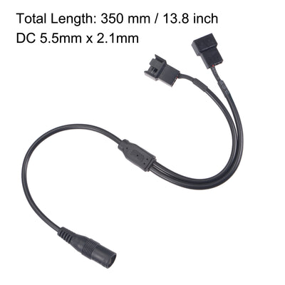 Harfington Uxcell Fan Power Supply Cable DC 5.5mmx2.1mm to 2 Port 3 Pin or 4 Pin Output 13.8 Inch