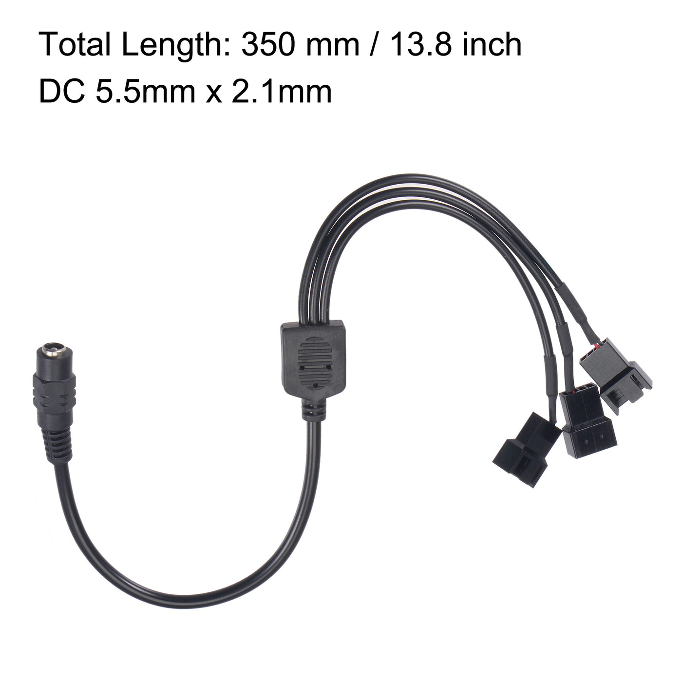 uxcell Uxcell Fan Power Supply Cable DC 5.5mmx2.1mm to 3 Port 3 Pin or 4 Pin Output 13.8 Inch