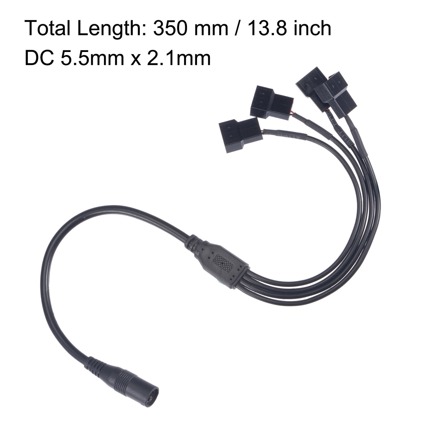 uxcell Uxcell Fan Power Supply Cable DC 5.5mmx2.1mm to 4 Port 3 Pin or 4 Pin Output 13.8 Inch