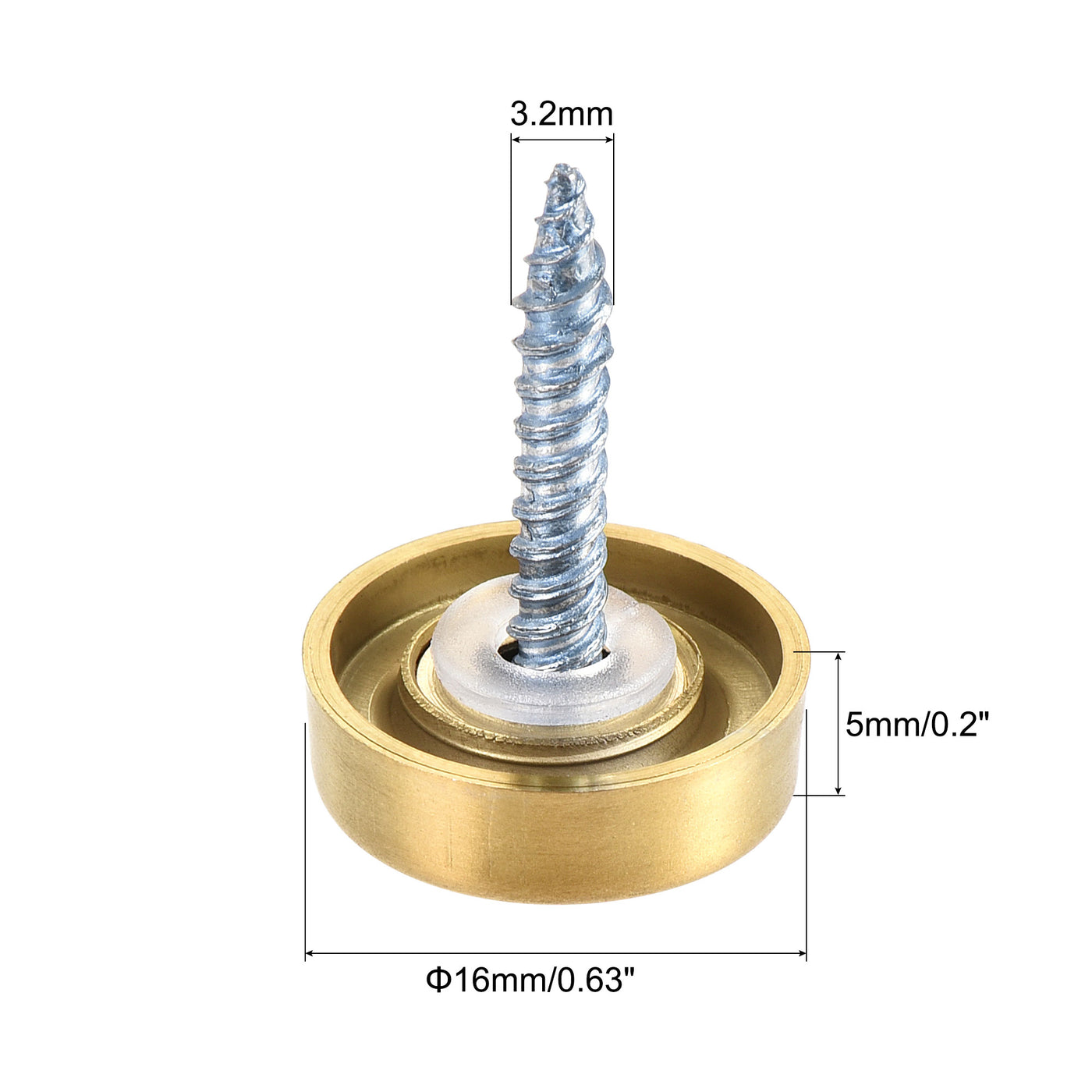 uxcell Uxcell Mirror Screws, 16mm/0.63", 20pcs Decorative Cap Fasteners Cover Nails, Wire Drawing, Gold Tone 304 Stainless Steel