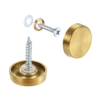 Harfington Uxcell Mirror Screws, 19mm/0.75", 10pcs Decorative Cap Fasteners Cover Nails, Wire Drawing, Gold Tone 304 Stainless Steel