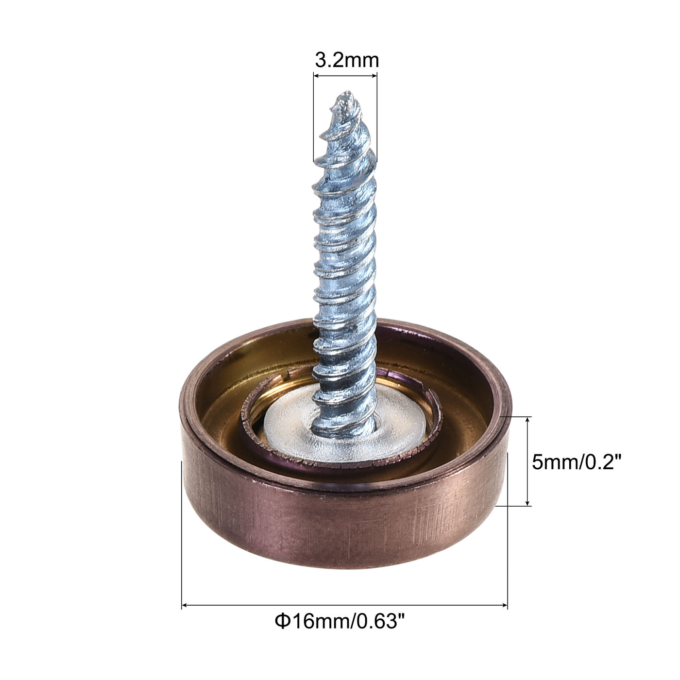 uxcell Uxcell Mirror Screws, 16mm/0.63", 20pcs Decorative Cap Fasteners Cover Nails, Wire Drawing, Rose Gold 304 Stainless Steel