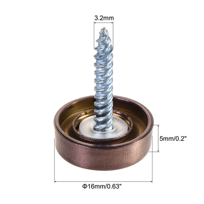 Harfington Uxcell Mirror Screws, 16mm/0.63", 20pcs Decorative Cap Fasteners Cover Nails, Wire Drawing, Rose Gold 304 Stainless Steel