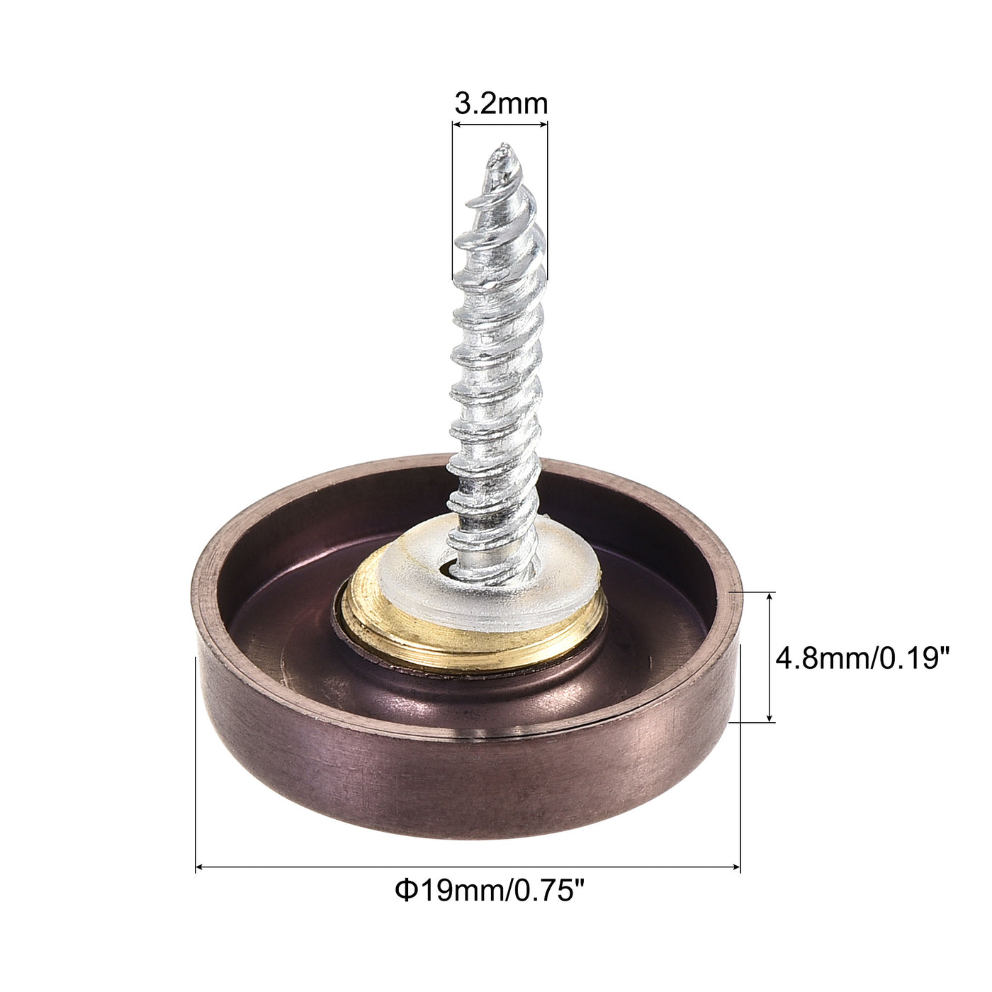 uxcell Uxcell Mirror Screws, 19mm/0.75", 10pcs Decorative Cap Fasteners Cover Nails, Wire Drawing, Rose Gold 304 Stainless Steel