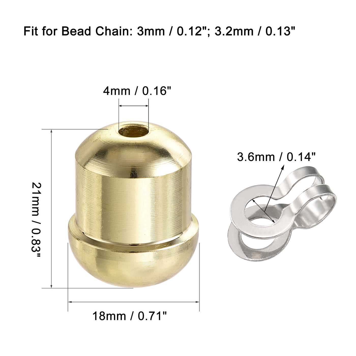 Uxcell Uxcell Ball Chain Connector, 3mm 3.2mm Double Ring Style Link Silver Loop Connection with Gold Pendant, 1set