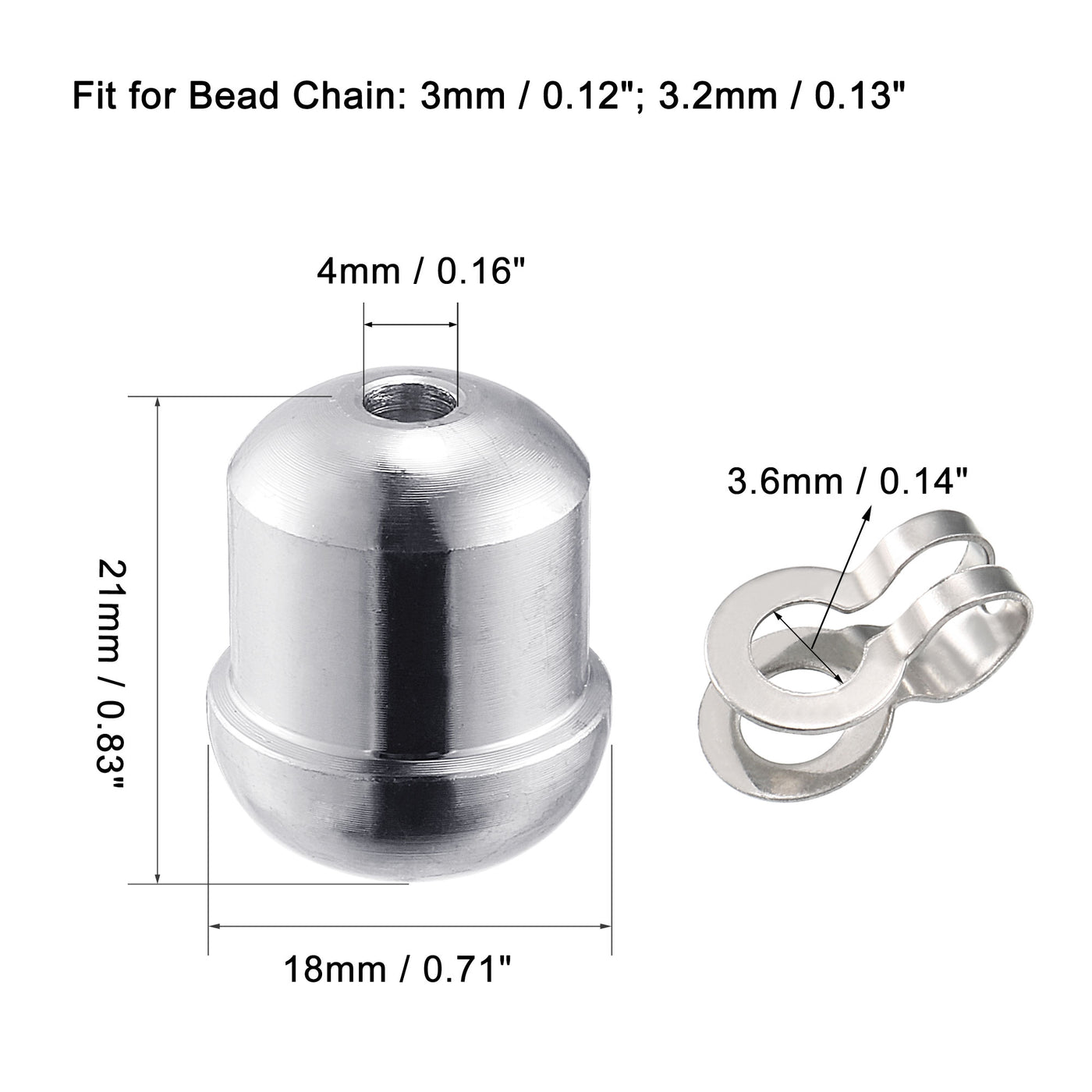 Uxcell Uxcell Ball Chain Connector, 3mm 3.2mm Double Ring Style Link Silver Loop Connection with Silver Pendant, 2set