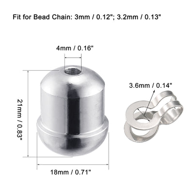 Harfington Uxcell Ball Chain Connector, 3mm 3.2mm Double Ring Style Link Silver Loop Connection with Silver Pendant, 2set