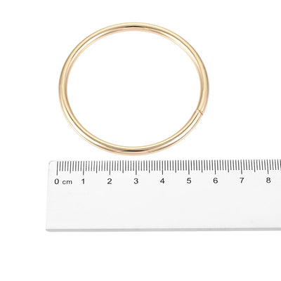Harfington Uxcell 50mm Metal O Rings Non-Welded for Straps Bags Belts DIY Gold Tone 2pcs