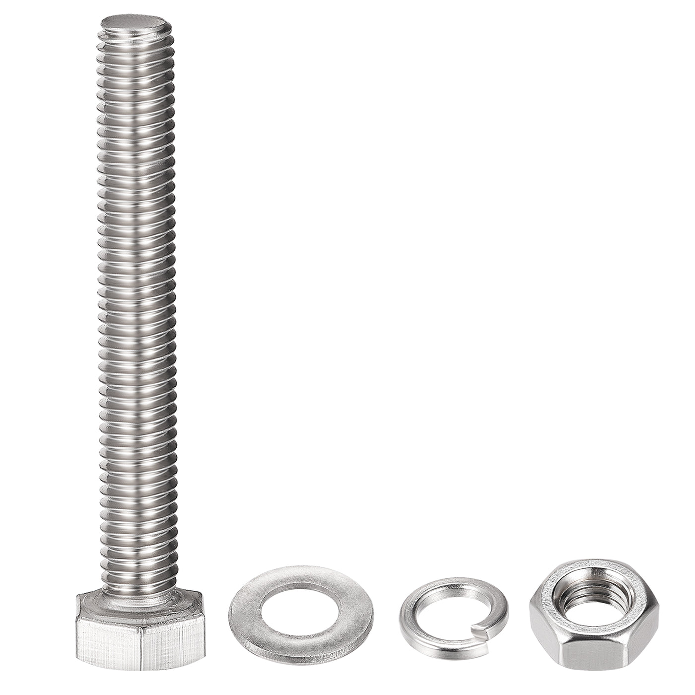 Uxcell Uxcell M8 x 90mm Hex Head Screws Bolts, Nuts, Flat & Lock Washers Kits, 304 Stainless Steel Fully Thread Hexagon Bolts 6 Sets