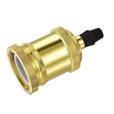 Harfington Uxcell Bulb Holder, E26/E27 0-250V 3A Threaded Wire Locking Screw Base Lamp Socket, Gold Bronze Pack of 4