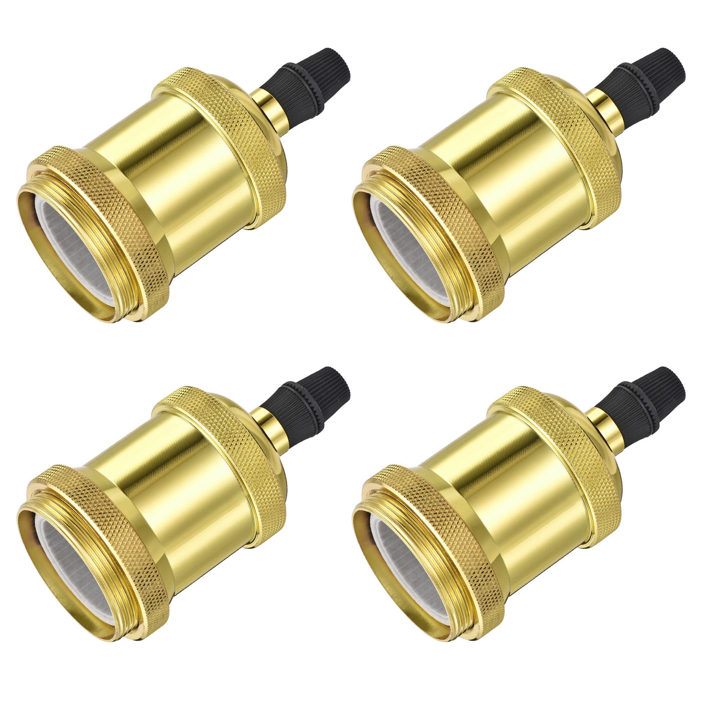 Uxcell Uxcell Bulb Holder, E26/E27 0-250V 3A Threaded Wire Locking Screw Base Lamp Socket, Gold Bronze Pack of 4