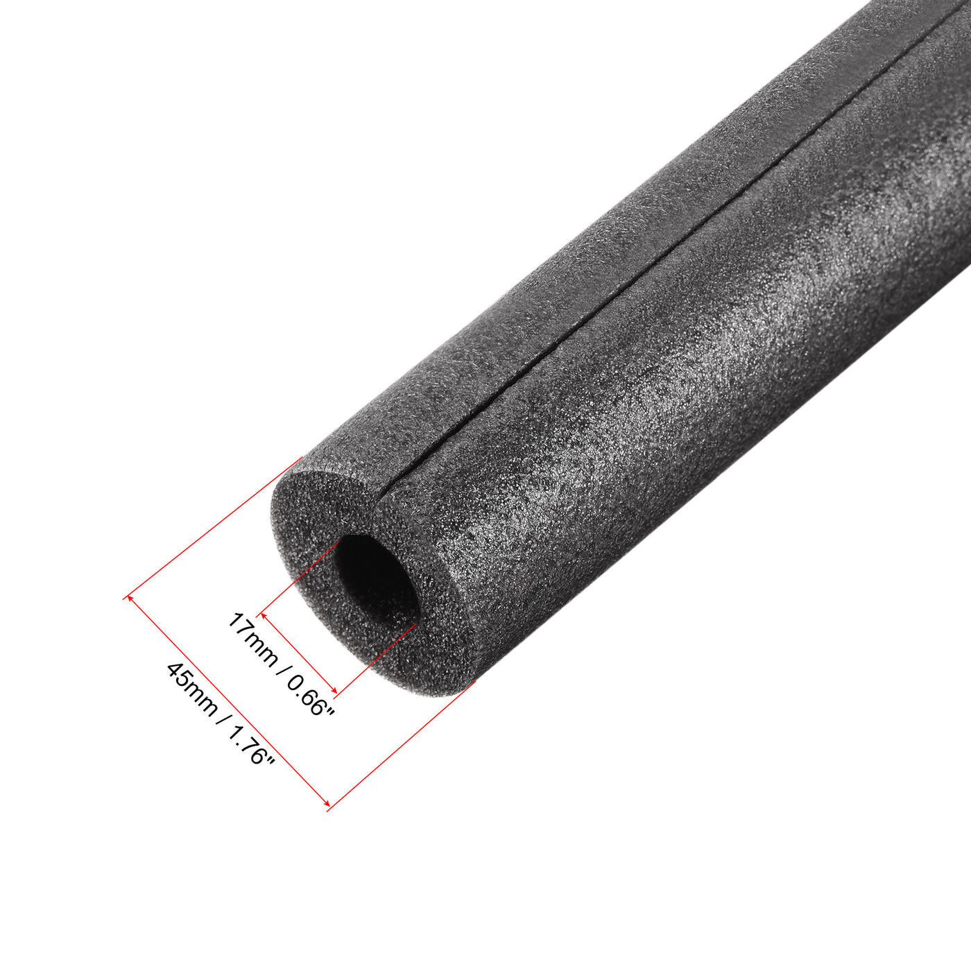 Uxcell Uxcell Foam Tube 1.64 ft Length 1.37in ID 2.15in OD Hollow Polyethylene Black 2pcs