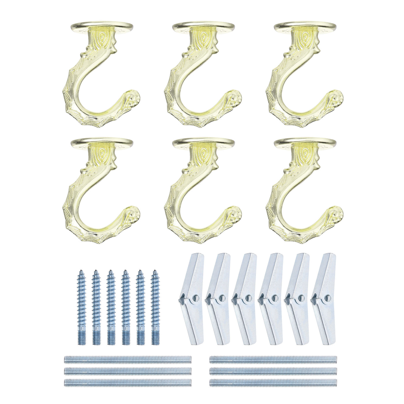 Uxcell Uxcell Ceiling Hooks Zinc Alloy Gold Tone 34x55mm 6Pcs for Hanging Chandeliers Plants