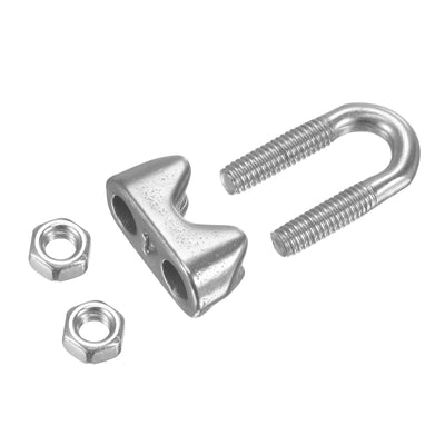 Harfington Uxcell Wire Rope Cable Clip Kit for M4, Included 304 Stainless Steel Rope Clamp, Thimble Rigging, Aluminum Crimping Loop Sleeve 8 Set