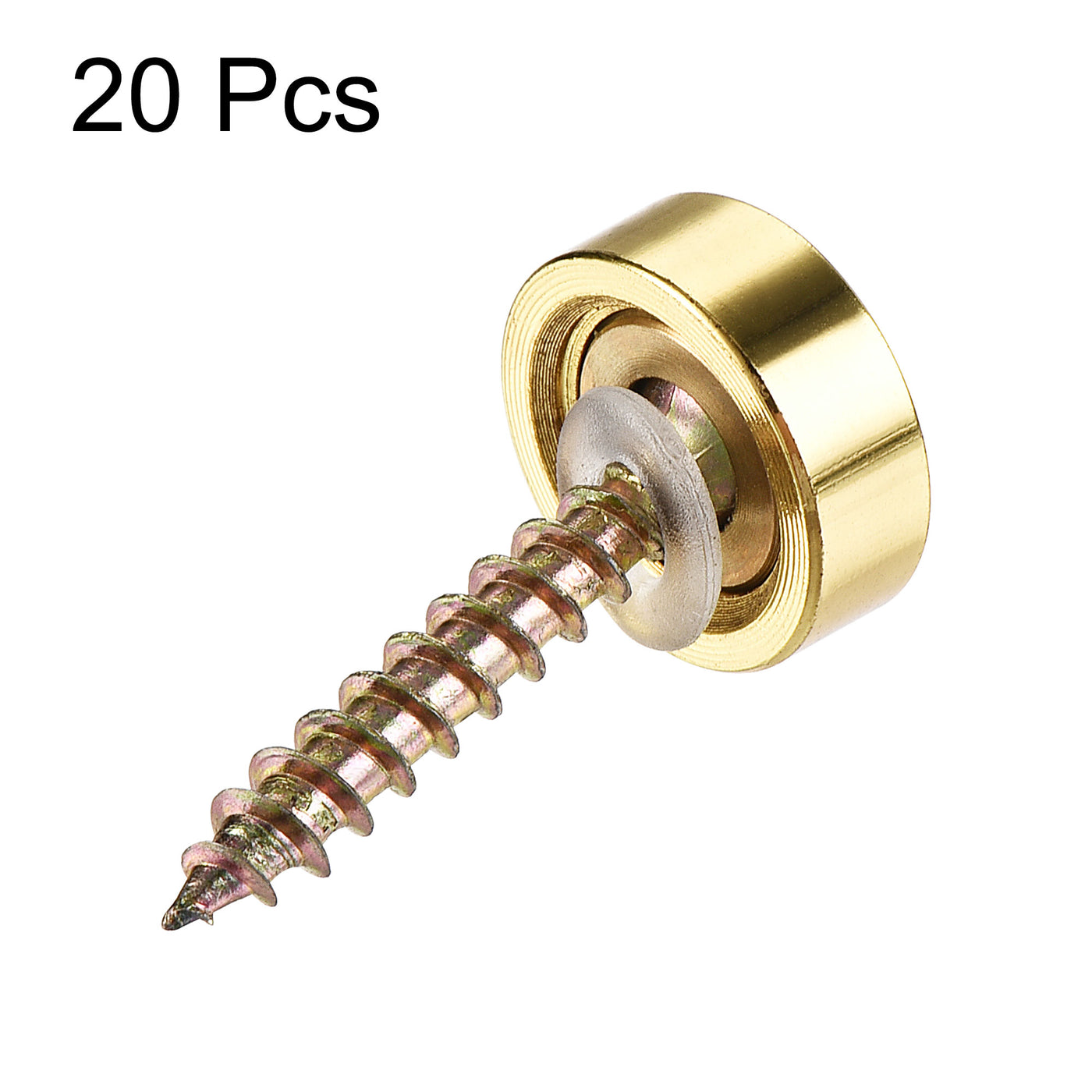 uxcell Uxcell Mirror Screws, 14mm/0.55", 20pcs Decorative Cap Fasteners Cover Nails, Electroplating, Bright Gold Metal