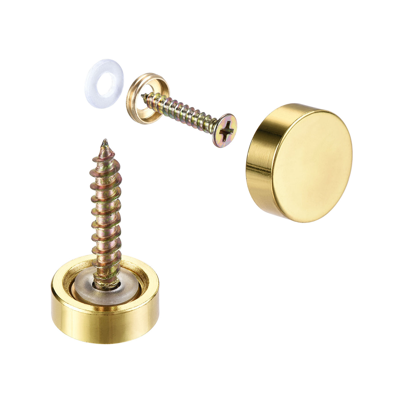uxcell Uxcell Mirror Screws, 14mm/0.55", 20pcs Decorative Cap Fasteners Cover Nails, Electroplating, Bright Gold 304 Stainless Steel