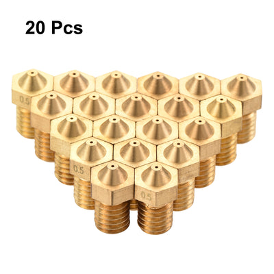 Harfington Uxcell 0.5mm 3D Printer Nozzle, 20pcs M6 Thread for V5 V6 1.75mm Extruder Print, Brass