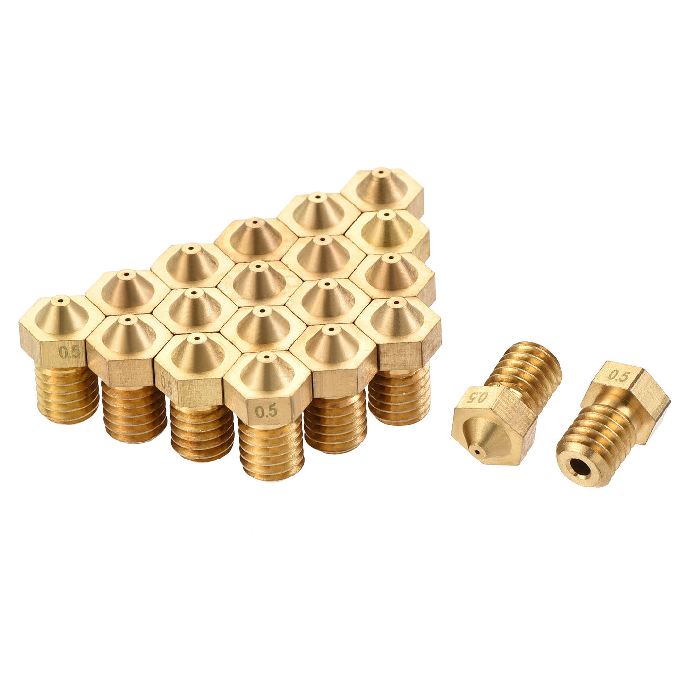 uxcell Uxcell 0.5mm 3D Printer Nozzle, 20pcs M6 Thread for V5 V6 1.75mm Extruder Print, Brass