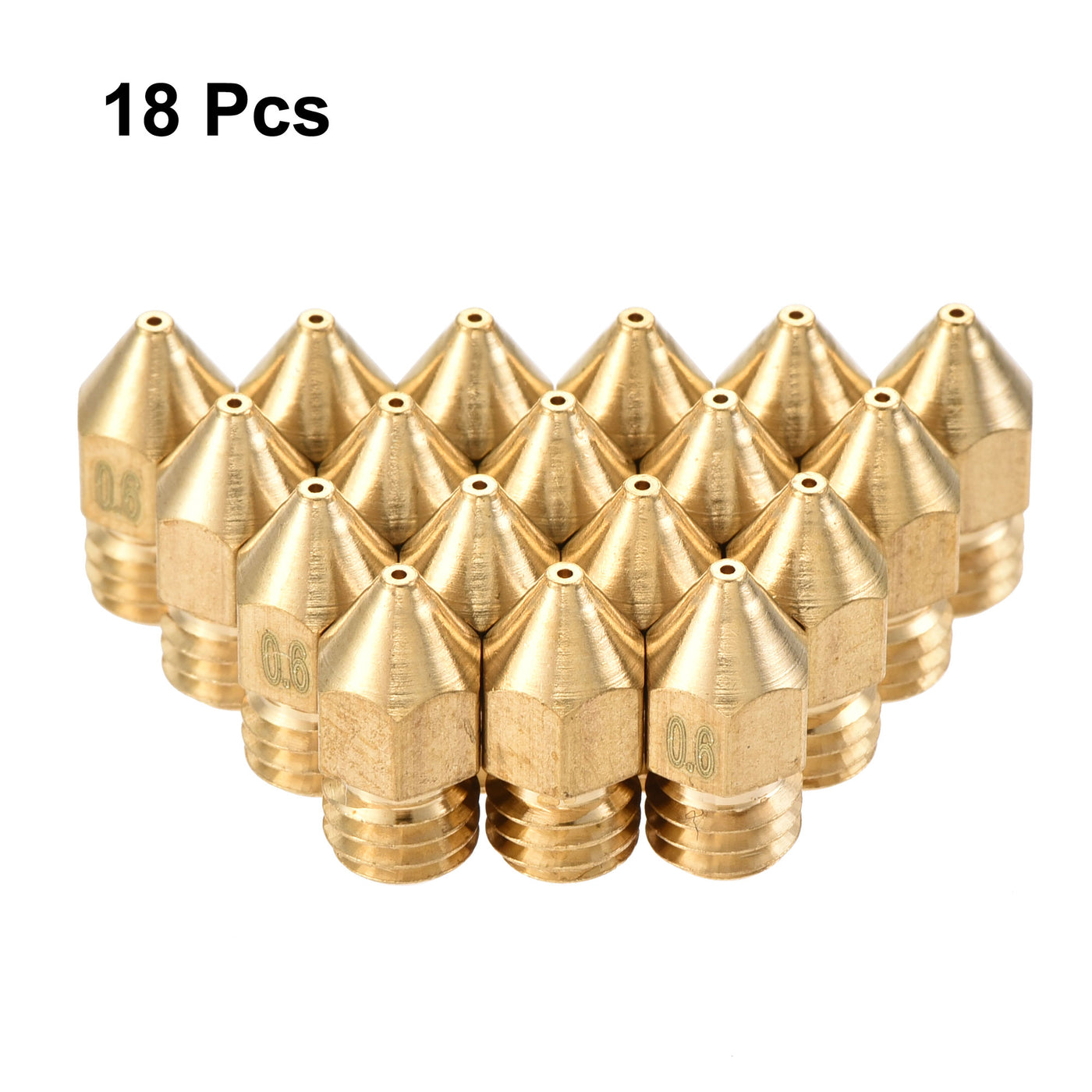 uxcell Uxcell 0.6mm 3D Printer Nozzle, 18pcs M6 Thread for MK8 1.75mm Extruder Print, Brass