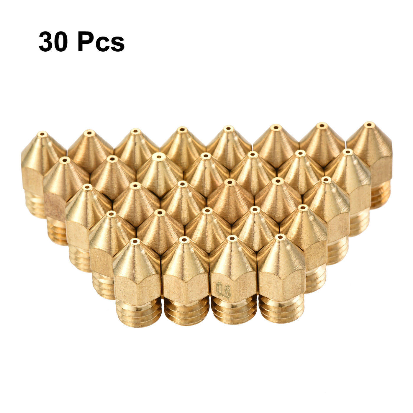 uxcell Uxcell 0.6mm 3D Printer Nozzle, 30pcs M6 Thread for MK8 1.75mm Extruder Print, Brass