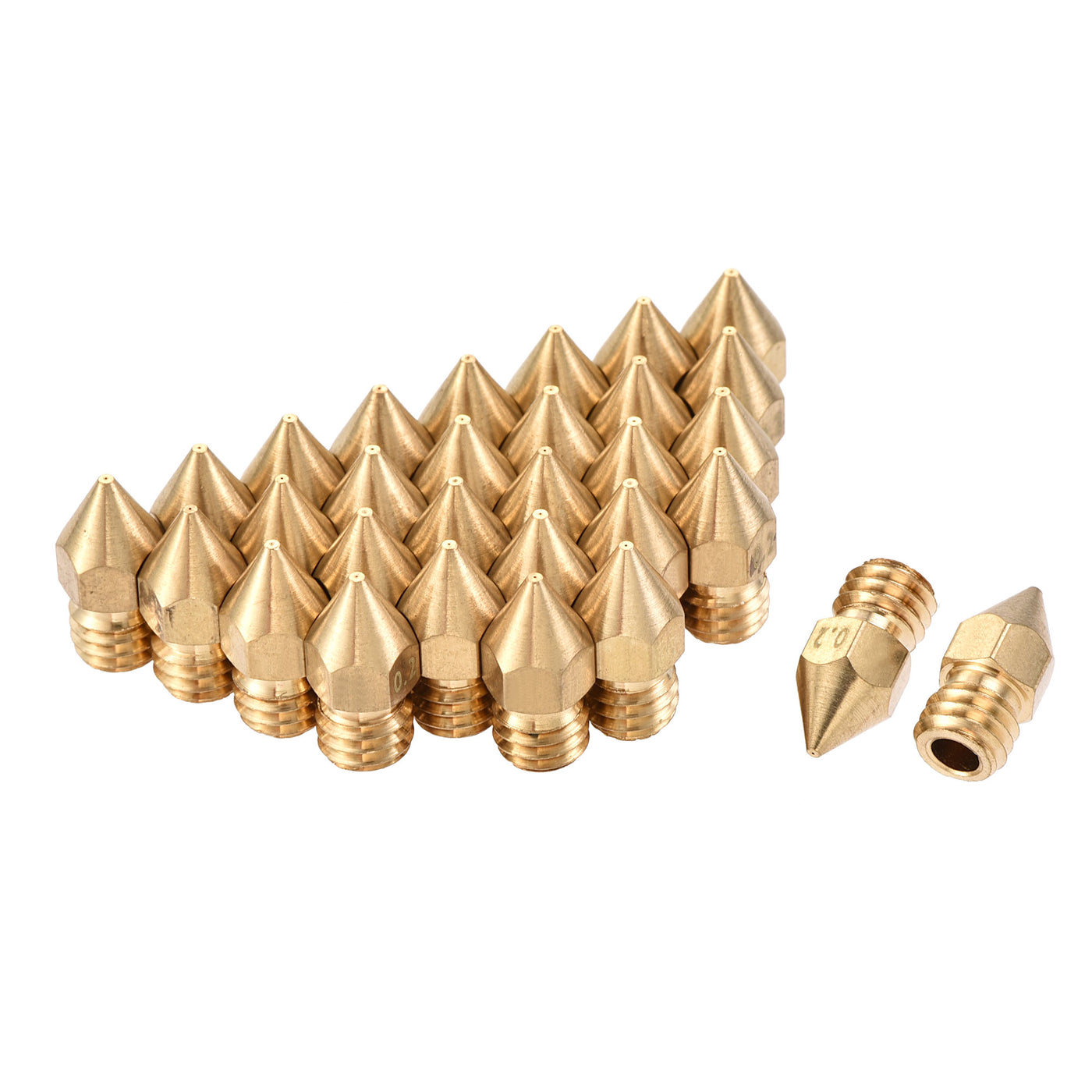uxcell Uxcell 0.2mm 3D Printer Nozzle, 30pcs M6 Thread for MK8 3mm Extruder Print, Brass