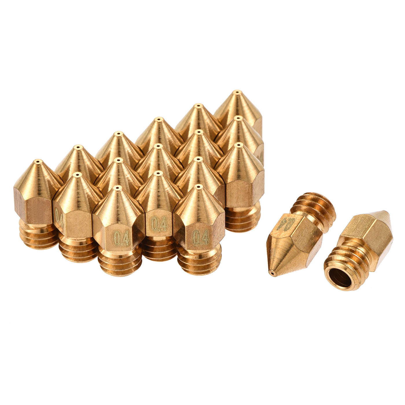 uxcell Uxcell 0.4mm 3D Printer Nozzle, 18pcs M6 Thread for MK8 3mm Extruder Print, Brass