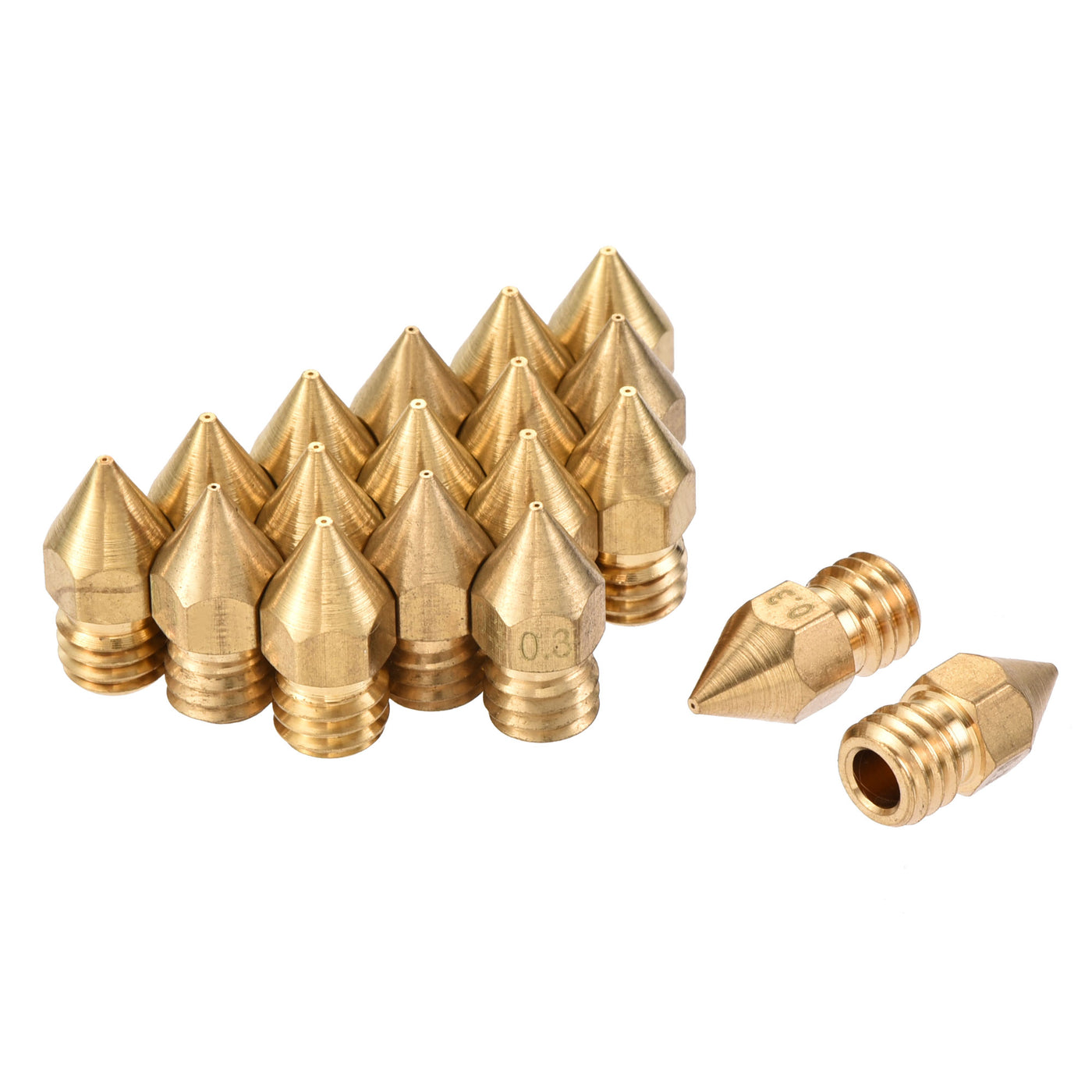 uxcell Uxcell 0.3mm 3D Printer Nozzle, 18pcs M6 Thread for MK8 3mm Extruder Print, Brass